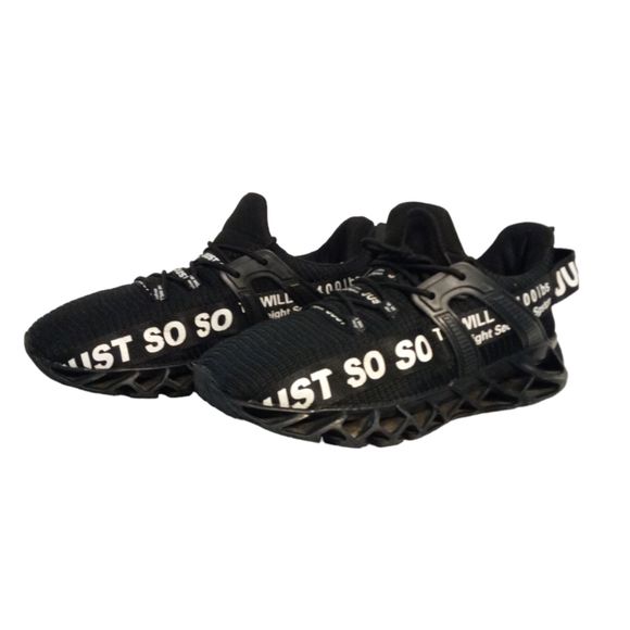 Men's Boys Blade Shoes Black Cushioned Soft Sole Non-Slip Sports Sneakers Size 8 - Picture 2 of 9